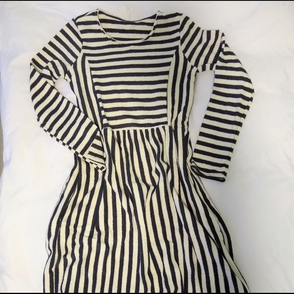 NWOT Grey/Blue and Cream Stripe Dress